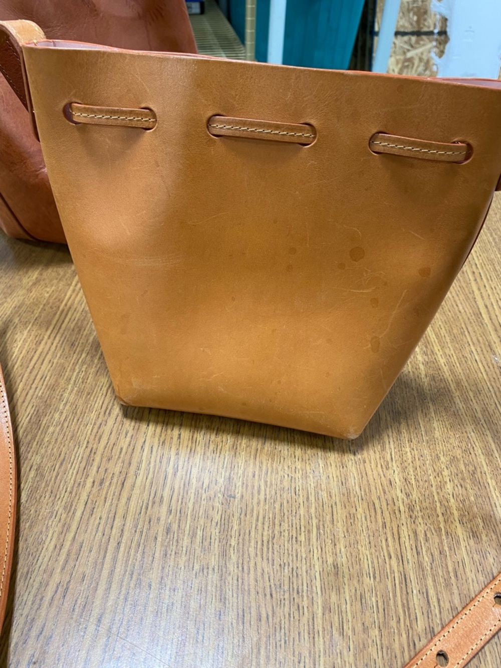 Mansur Gavriel Calfskin Mini Bucket Bag Sun - Picture 4 of 16